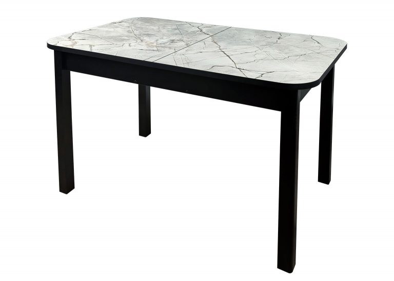 Стол Премьер раздвижной 120 x 80 (+50) см / Прямоугольный / Пластик Азул Оникс / Опора 9 (дерево) Чёрная РУСТ